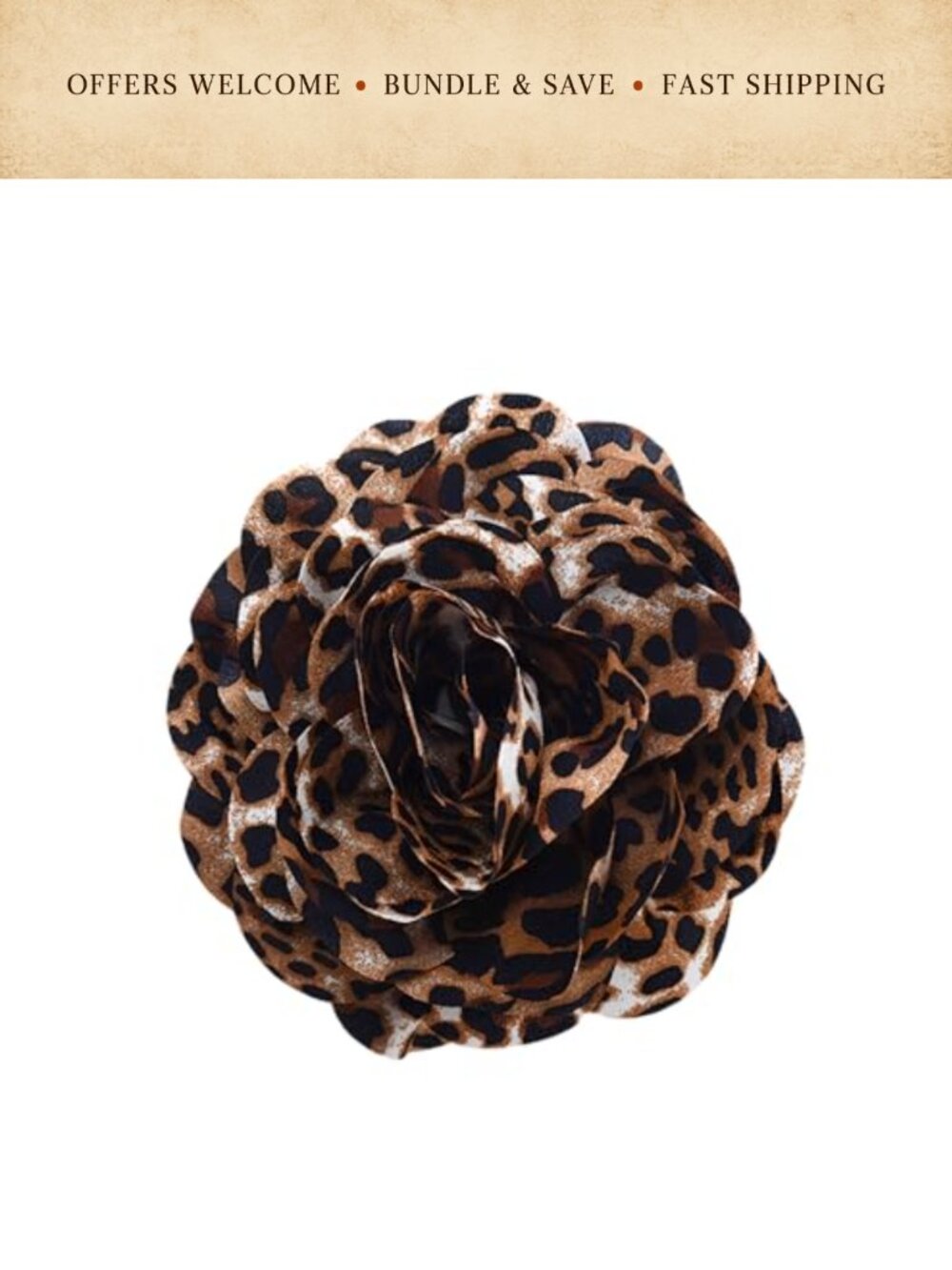 Fabric Flower Brooch Pin Leopard Print Hair Clip Women Handmade